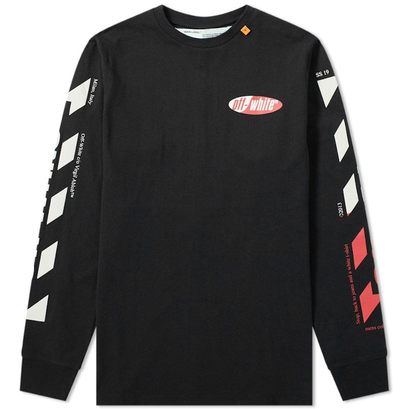 Buy Off-White Camiseta Larga Logo Diagonal Negro/Blanco/Rojo