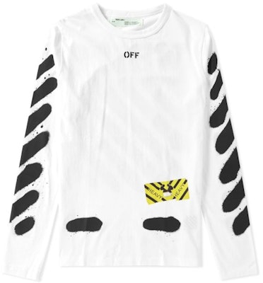 Off-White Camiseta Manga Larga Spray Paint Blanca Lookbook Off-White Camiseta Manga Larga Spray Paint Blanca
