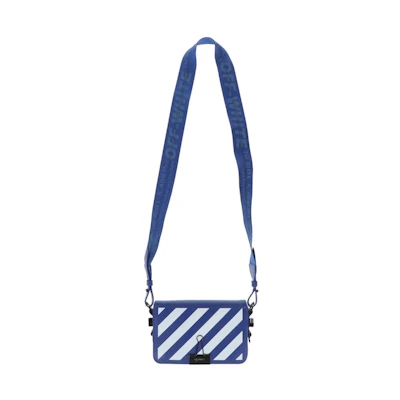 OFF-WHITE Diagonal Stripe Mini Flap Bag Blue/White