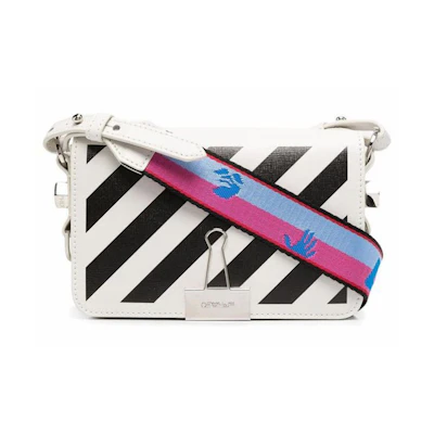 OFF-WHITE Diagonal Stripes Binder Shoulder Bag Mini White