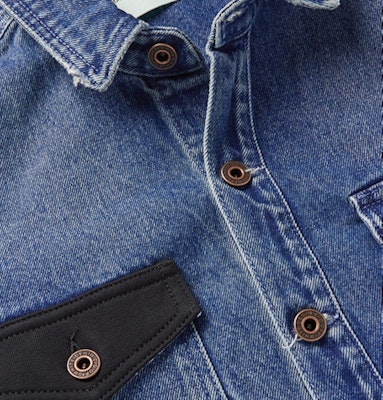 Off-White Distressed Denim Western Shirt Indigo Order Off-White Distressed Denim Western Shirt Indigo