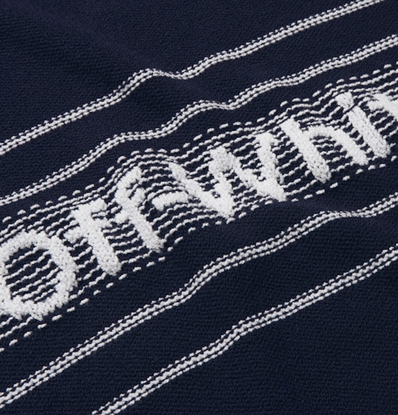 Lookbook Off-White Logo Intarsia Sweater Biru Navy Lelaki