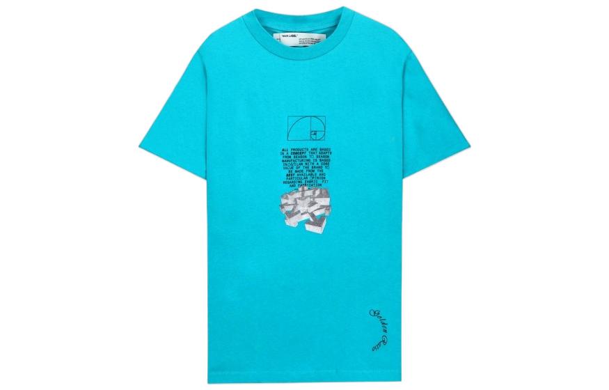 OFF-WHITE Dripping Arrows Logo Blue T-Shirt Mens OMAA027R201850053901