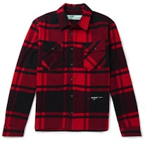 Off-White Embellished Checkered Flannel Shirt Black/Red/White Off-White Embellished Checkered Flannel Shirt Black/Red/White