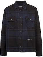 Off-White Embellished Checkered Flannel Shirt Blue/Black Off-White Embellished Checkered Flannel Shirt Blue/Black