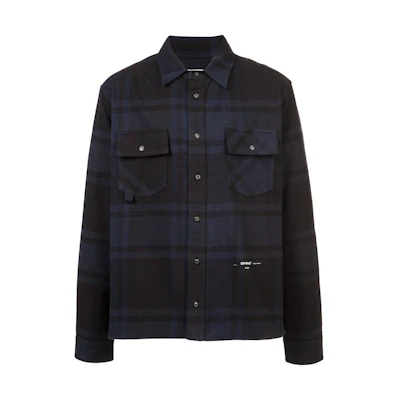 Off-White Embellished Checkered Flannel Shirt Blue/Black