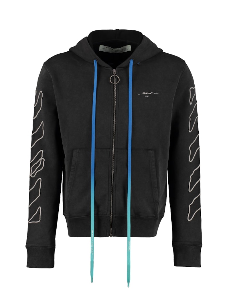 OFF-WHITE Embroidered Abstract Arrows Zip Hoodie Black