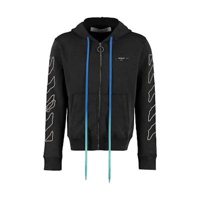 OFF-WHITE Embroidered Abstract Arrows Zip Hoodie Black