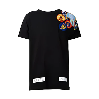 OFF-WHITE Embroidered Graphic Black Short Sleeve Tee for Men CM10082405
