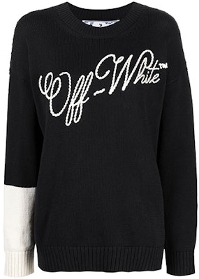 Off-White Embroidered Logo Over Crewneck 'Black/Beige' Buy Off-White Embroidered Logo Over Crewneck 'Black/Beige'