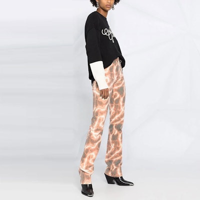 Off-White Embroidered Logo Over Crewneck 'Black/Beige' Shop Off-White Embroidered Logo Over Crewneck 'Black/Beige'