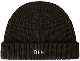 Off-White Embroidered Ribbed-Knit Beanie Black/White Off-White Embroidered Ribbed-Knit Beanie Black/White