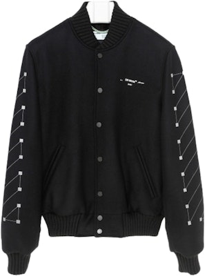 Off-White Embroidered Unfinished Arrows Varsity Jacket Black Buy Off-White Embroidered Unfinished Arrows Varsity Jacket Black