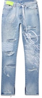 Off-White EV BRAVADO Crystal Distressed Denim Jeans Light Blue Off-White EV BRAVADO Crystal Distressed Denim Jeans Light Blue