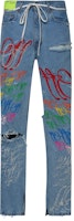 Off-White EV BRAVADO Crystal Distressed Denim Jeans Blue/Multicolor Off-White EV BRAVADO Crystal Distressed Denim Jeans Blue/Multicolor