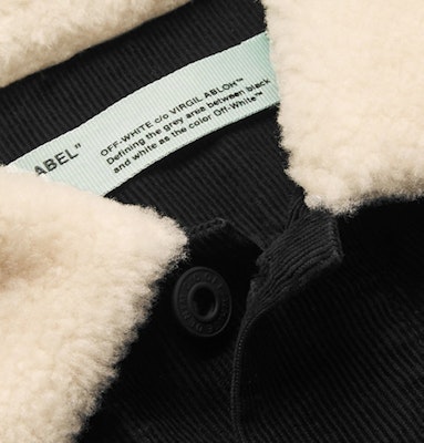 Jaket Corduroy Shearling Palsu Off-White Hitam Order Jaket Corduroy Shearling Palsu Off-White Hitam