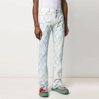 Off-White 圍欄漂白緊身牛仔褲 漂白/淺藍色 Lookbook Off-White 圍欄漂白緊身牛仔褲 漂白/淺藍色