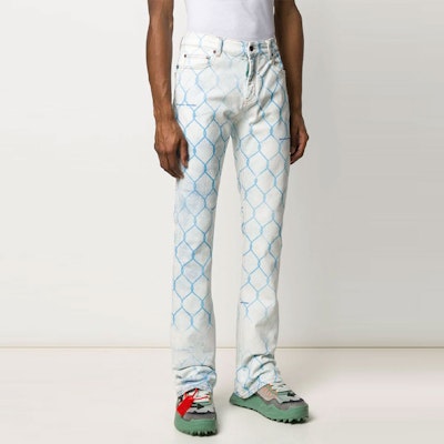 Off-White Fence Bleached Skinny Fit Denim Jeans Bleach/Light Blue Lookbook Off-White Fence Bleached Skinny Fit Denim Jeans Bleach/Light Blue