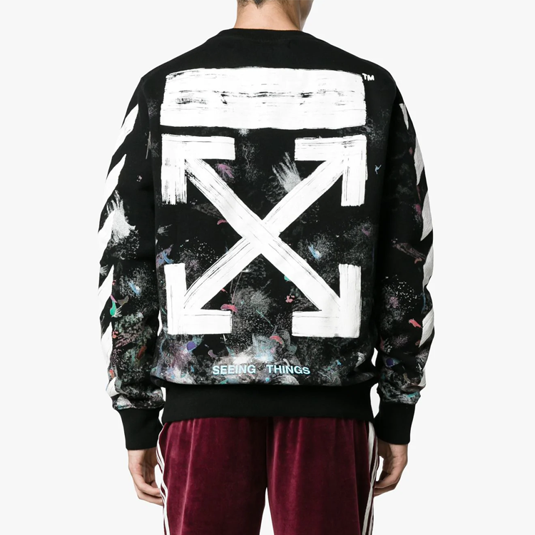 Purchase OFF-WHITE 煙火箭標黑色圓領長袖上衣 OMBA003F176190309901