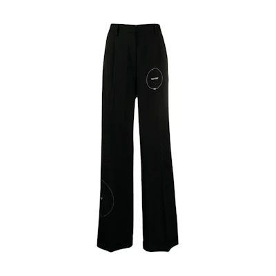 Off-White Flared Cut Here Print Pants Black/White