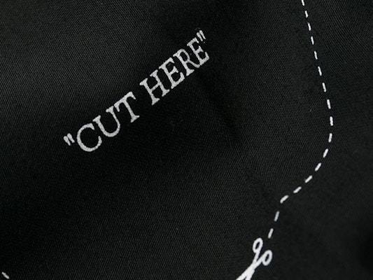 Off-White Flared Cut Here Print Pants Black/White Order Off-White Flared Cut Here Print Pants Black/White