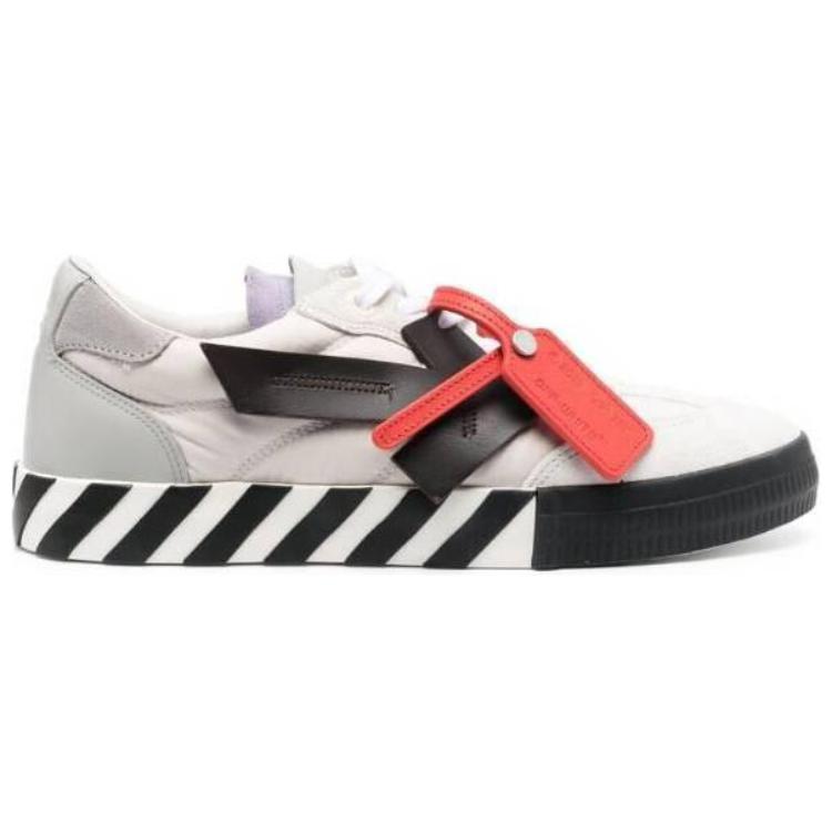 Order Off-White浮箭低帮硫化皮革'白黑'鞋 OMIA232S23LEA0010110