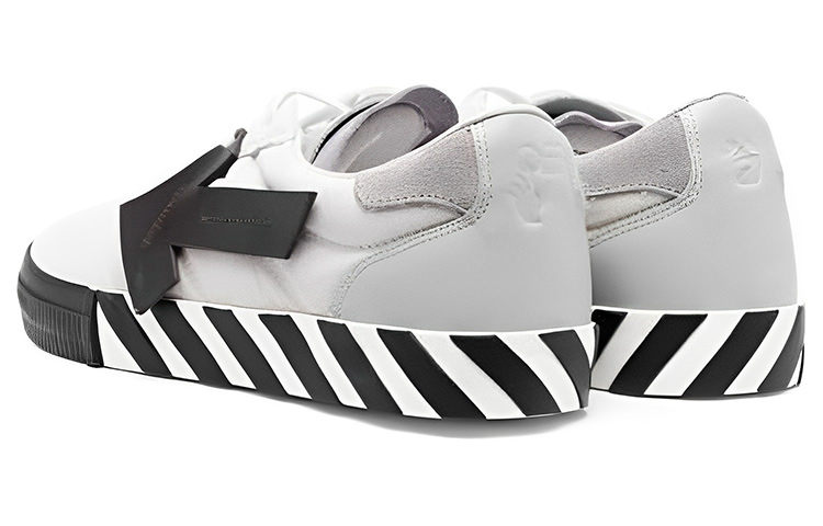 Purchase Off-White浮箭低帮硫化皮革'白黑'鞋 OMIA232S23LEA0010110