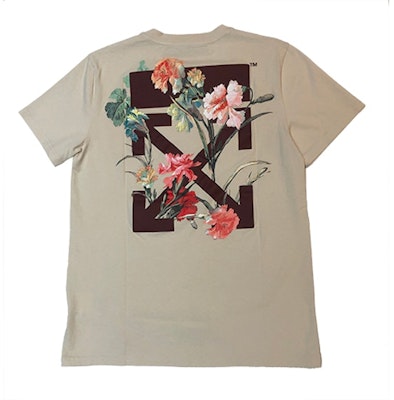 Off-White Floral Arrows Logo Tee Tan Order Off-White Floral Arrows Logo Tee Tan