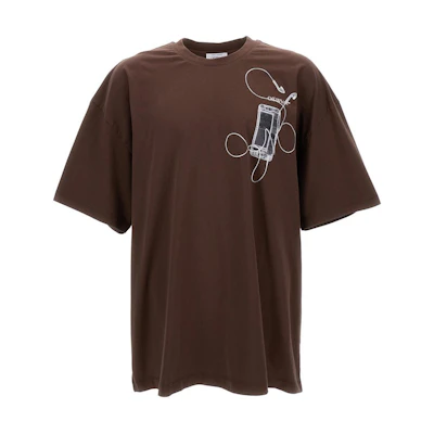 OFF-WHITE Floral Letter Graphic Brown T-Shirt Regular Fit OMAA161S24JER0022806