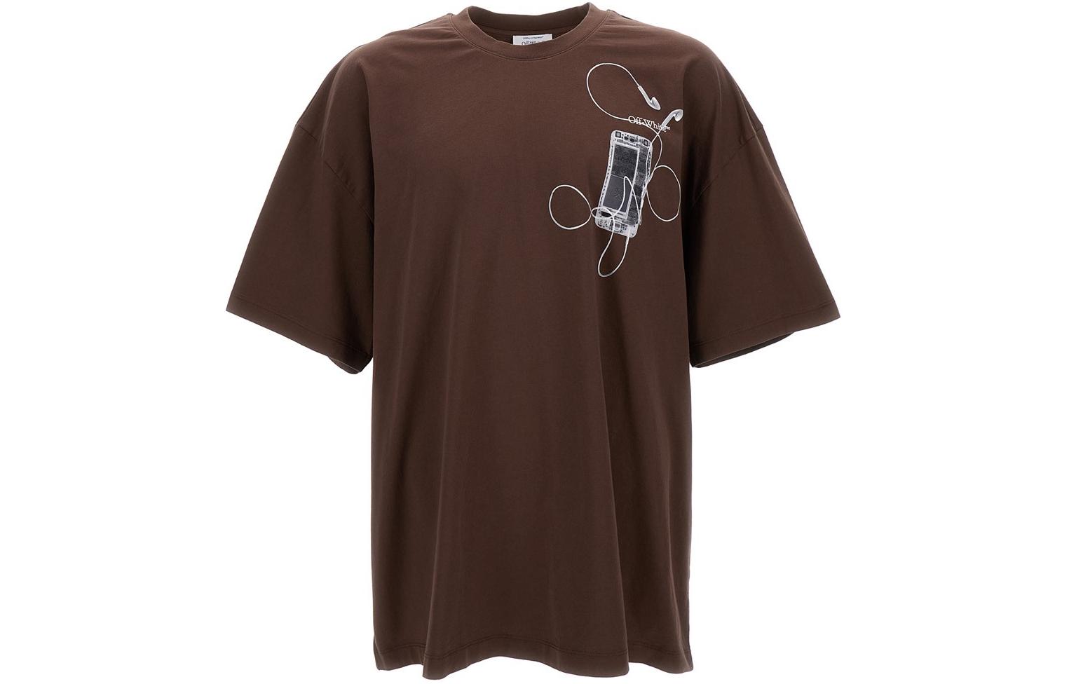 Order OFF-WHITE Floral Letter Graphic Brown  T-Shirt Regular Fit OMAA161S24JER0022806