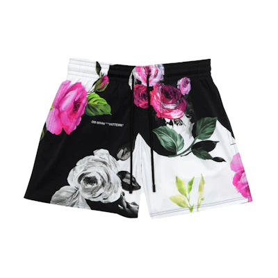 Off-White Floral Print Swim Shorts Multicolor