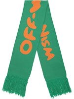 Off-White Fringed Logo Intarsia Wool Scarf (SS19) Green/Orange