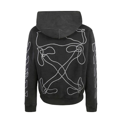 OFF-WHITE FW19 Abstract Arrows Slim Hoodie Black Geometric Embroidery Mens OMBB034F19E300111001