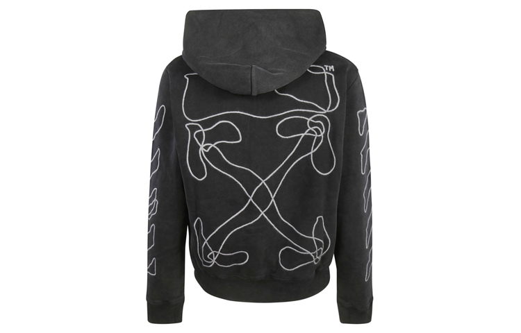 OFF-WHITE FW19 Abstract Arrows Slim Hoodie Black Geometric Embroidery Mens OMBB034F19E300111001 圖 2