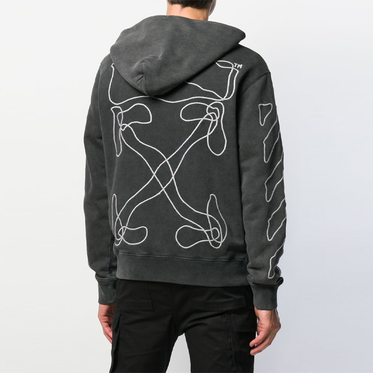 OFF-WHITE FW19 Abstract Arrows Slim Hoodie Black Geometric Embroidery Mens OMBB034F19E300111001 圖 5