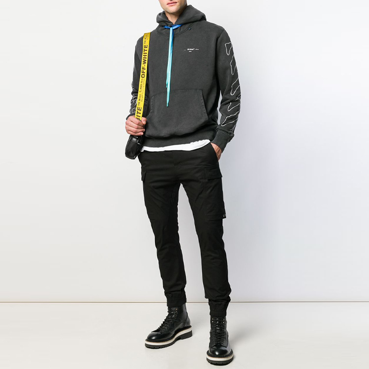 OFF-WHITE FW19 Abstract Arrows Slim Hoodie Black Geometric Embroidery Mens OMBB034F19E300111001 圖 6