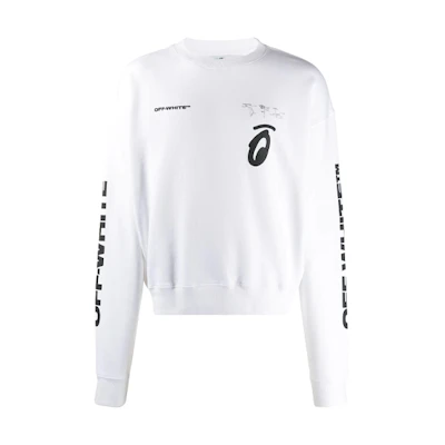 OFF-WHITE FW19 Arrow Graphic Crewneck Sweatshirt White OMBA035E19D250100110