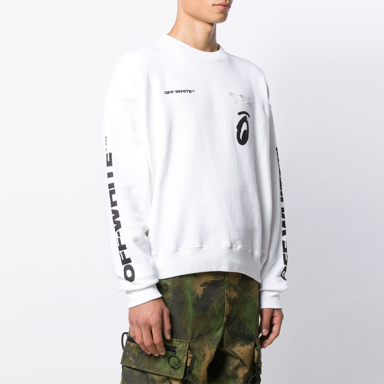 Purchase Sudadera Blanca OFF-WHITE FW19 Arrow Graphic Crewneck. OMBA035E19D250100110
