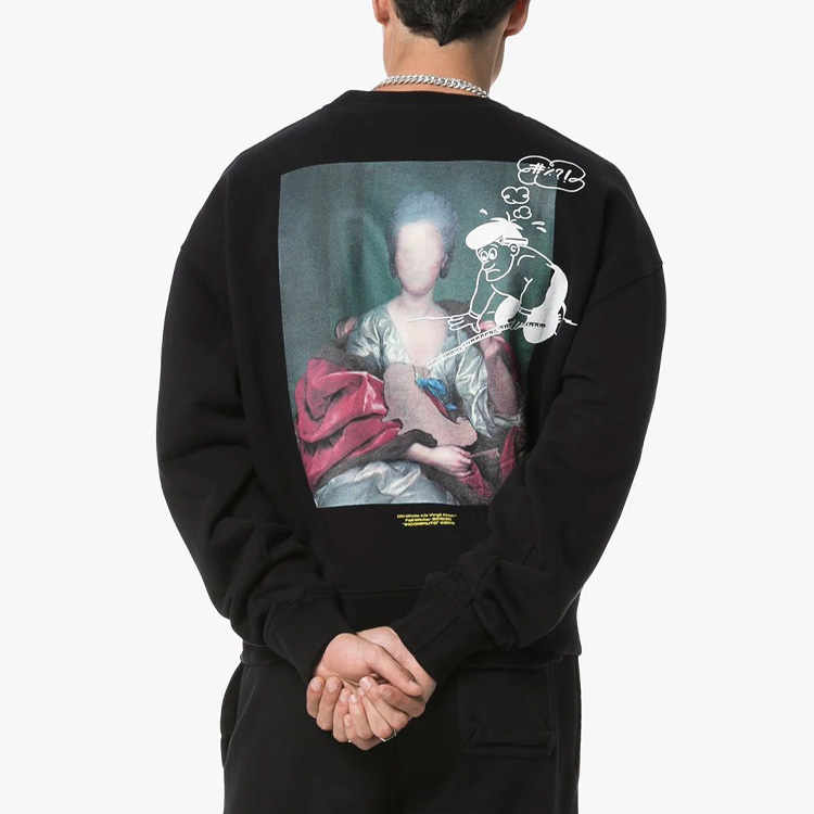 Purchase OFF-WHITE FW19 背面印花黑色連帽衫 男款 OMBA035E19E300051088