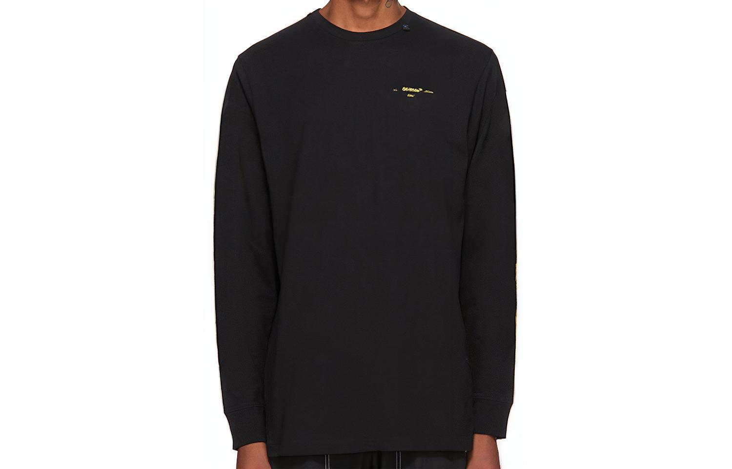 Order OFF-WHITE 2019秋冬黑色棉质男士长袖Logo印花T恤 OMAB001F191850101060