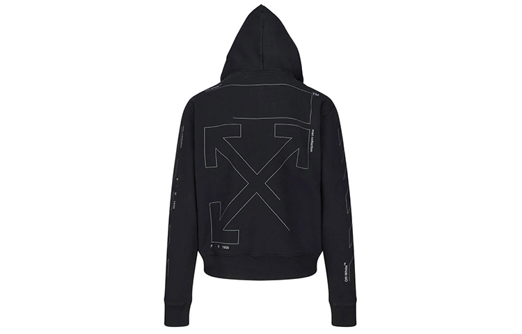 OFF-WHITE FW19 Black Crew Neck Long Sleeve Sweatshirt with Back Logo Print OMBB034E19E300031091