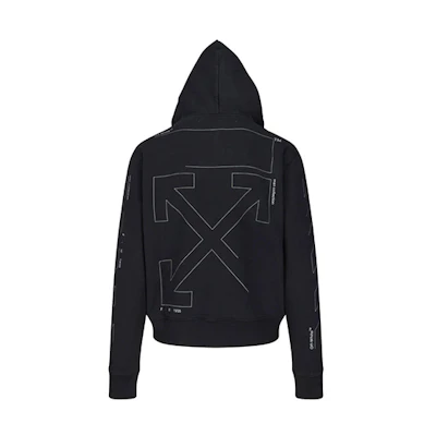 OFF-WHITE FW19 Black Crew Neck Long Sleeve Sweatshirt with Back Logo Print OMBB034E19E300031091