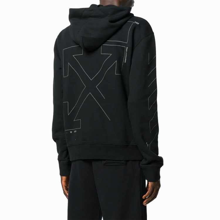 Purchase 오프 화이트 FW19 블랙 백 로고 프린트 긴팔 크루넥 스웻셔츠. OMBB034E19E300031091