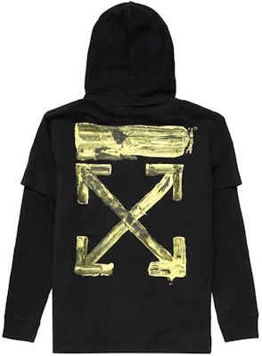 オフホワイト FW19 ブラック ドローコード ダブルレイヤー アロープリント パーカー OMAB033F191850101060 Order オフホワイト FW19 ブラック ドローコード ダブルレイヤー アロープリント パーカー OMAB033F191850101060