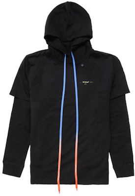 オフホワイト FW19 ブラック ドローコード ダブルレイヤー アロープリント パーカー OMAB033F191850101060 Lookbook オフホワイト FW19 ブラック ドローコード ダブルレイヤー アロープリント パーカー OMAB033F191850101060