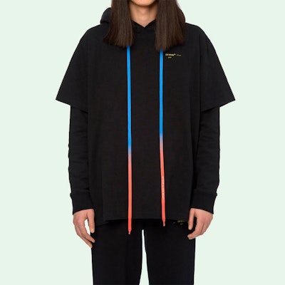 オフホワイト FW19 ブラック ドローコード ダブルレイヤー アロープリント パーカー OMAB033F191850101060 Shop オフホワイト FW19 ブラック ドローコード ダブルレイヤー アロープリント パーカー OMAB033F191850101060