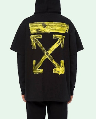 オフホワイト FW19 ブラック ドローコード ダブルレイヤー アロープリント パーカー OMAB033F191850101060 Purchase オフホワイト FW19 ブラック ドローコード ダブルレイヤー アロープリント パーカー OMAB033F191850101060