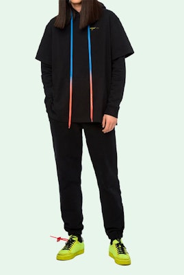 オフホワイト FW19 ブラック ドローコード ダブルレイヤー アロープリント パーカー OMAB033F191850101060 Sizing オフホワイト FW19 ブラック ドローコード ダブルレイヤー アロープリント パーカー OMAB033F191850101060