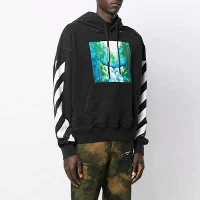 Off-White FW19 Black Hoodie Waterfall Graphic Pullover for Men OMBB037E19E300151088 Shop Off-White FW19 Black Hoodie Waterfall Graphic Pullover for Men OMBB037E19E300151088