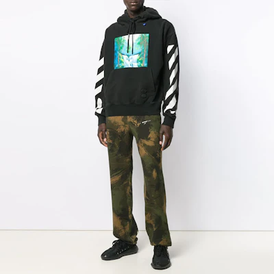 Off-White FW19 Black Hoodie Waterfall Graphic Pullover for Men OMBB037E19E300151088 Details for Off-White FW19 Black Hoodie Waterfall Graphic Pullover for Men OMBB037E19E300151088